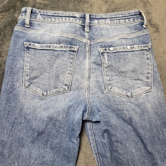 Flying Monkey Boyfriend Jeans Distressed Raw Hem size 28 Blue Ripped Denim - Picture 3 of 12